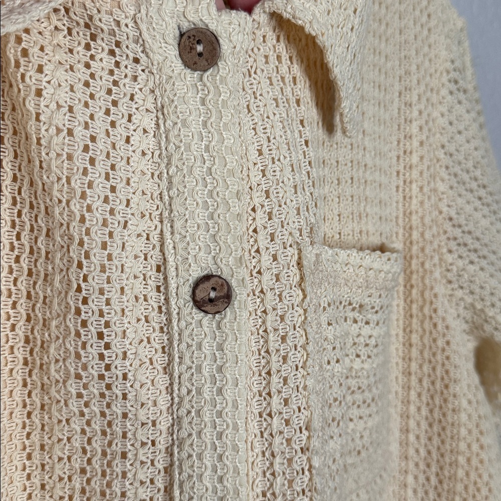 Heyson Ready For The Day Crochet Romper 1XL cream beige boho cottagecore coastal - Picture 6 of 8